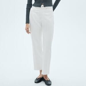 MNG MANGO NWOT Blanca White Straight-Fit Frayed Cropped Mid-Rise Jeans Size 8